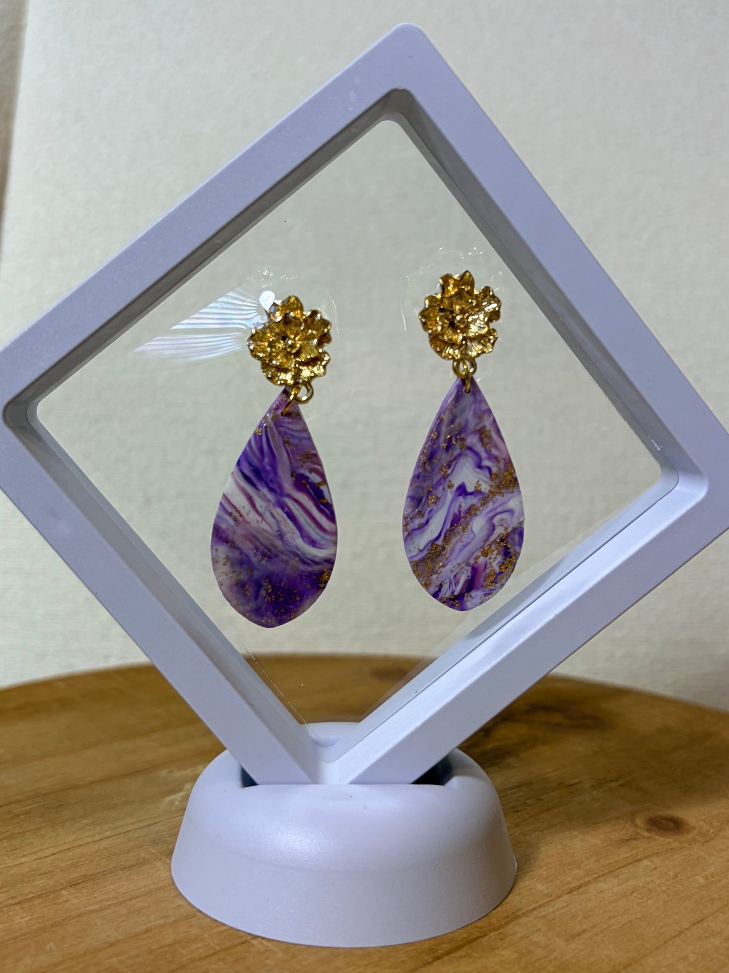 Cosmo purple polymer clay earrings