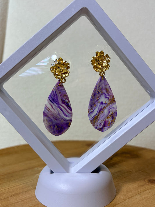 Cosmo purple polymer clay earrings