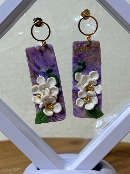 Cosmo flowers oblong earrings