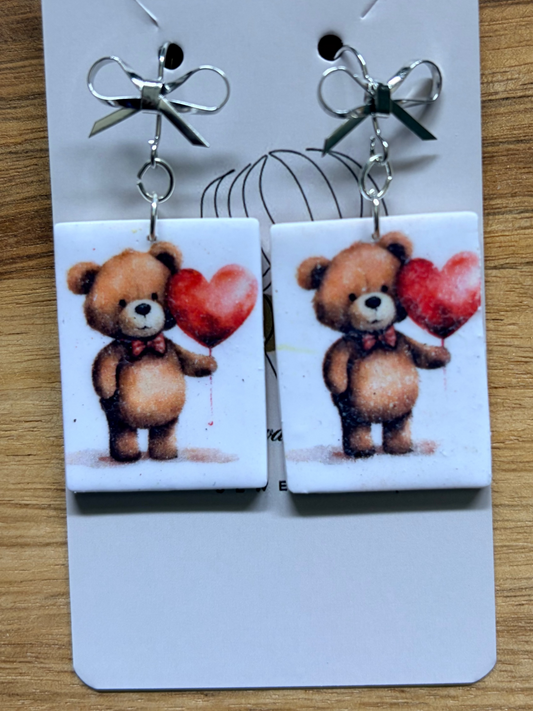 Teddy bear love earrings