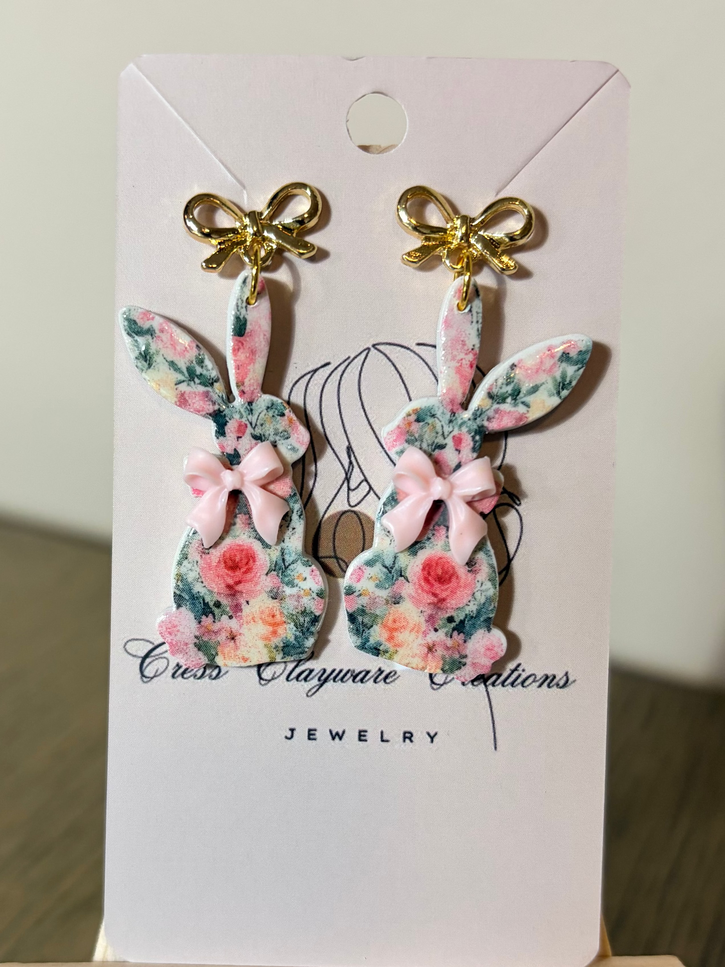 Easter Bunny flower print earrings