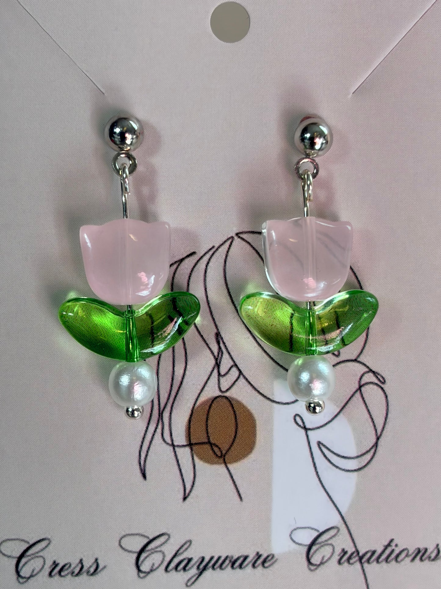 Tulips tiny glass earrings