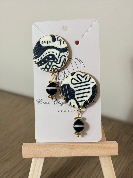 Midnight circle earrings