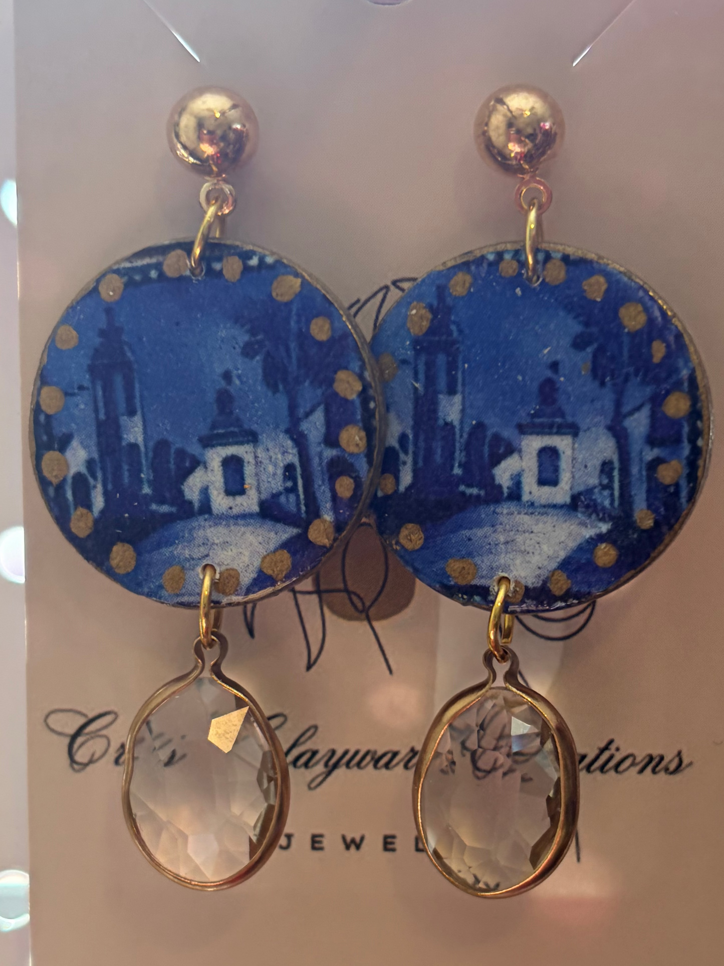 Blue heirloom drops earrings