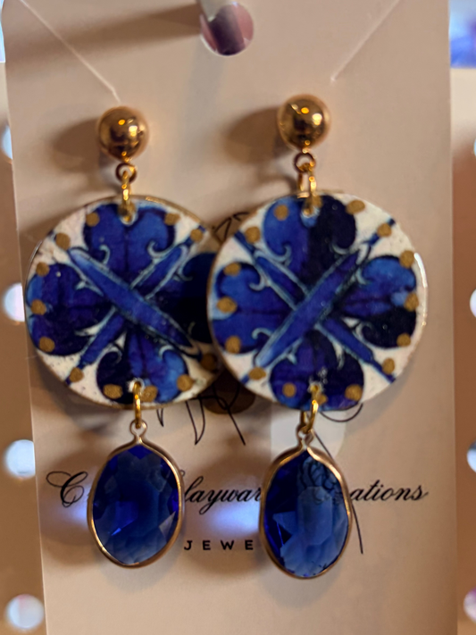 Blue heirloom drops earrings