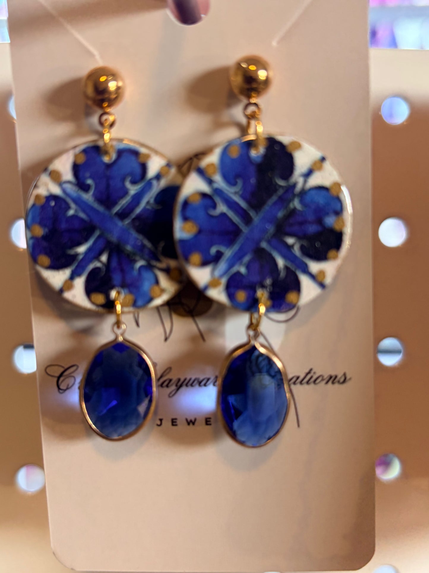 Blue heirloom drops earrings