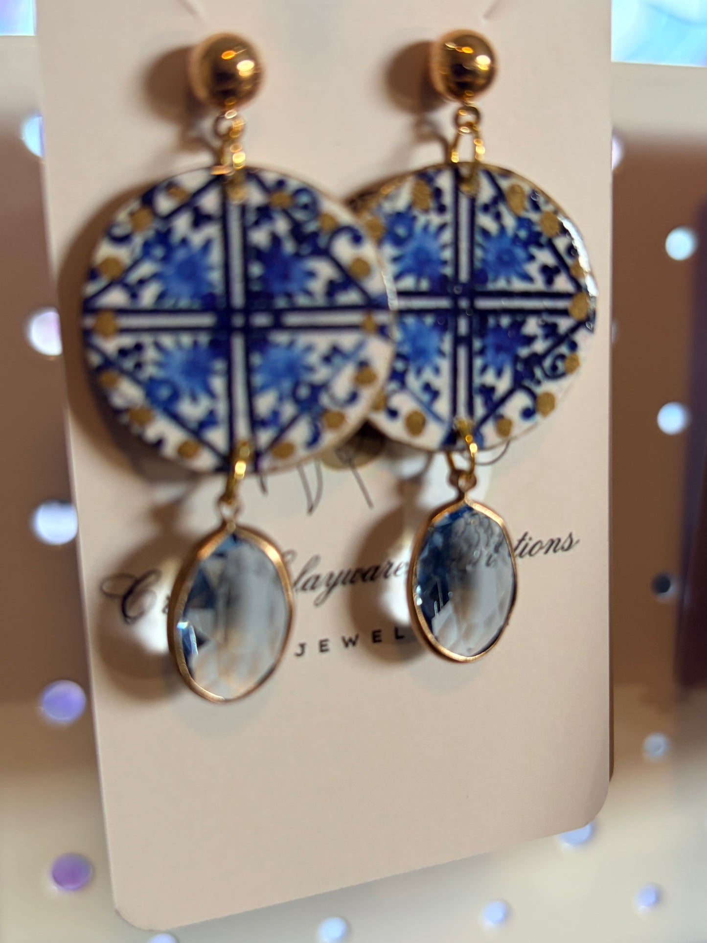 Blue heirloom drops earrings