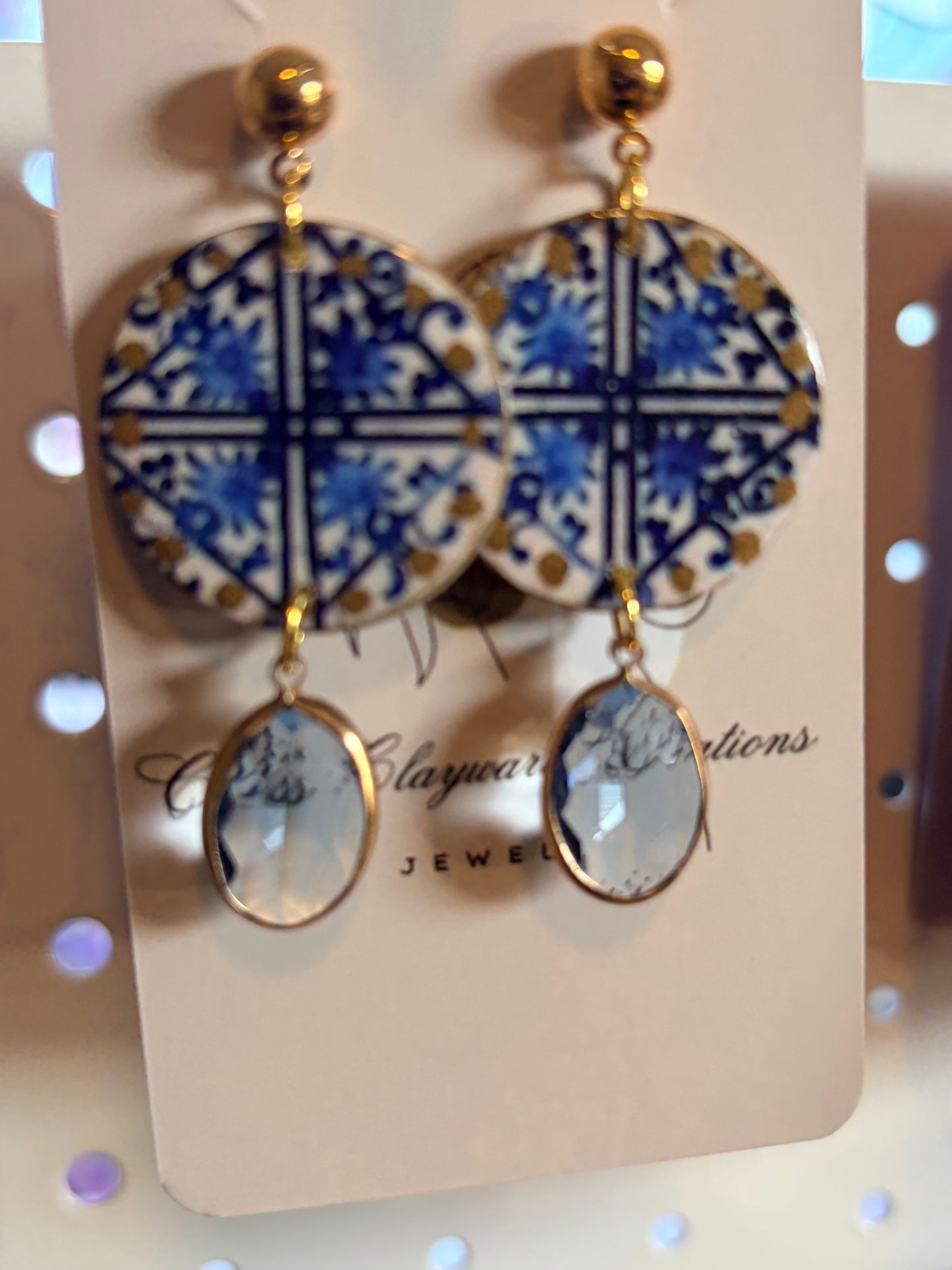 Blue heirloom drops earrings