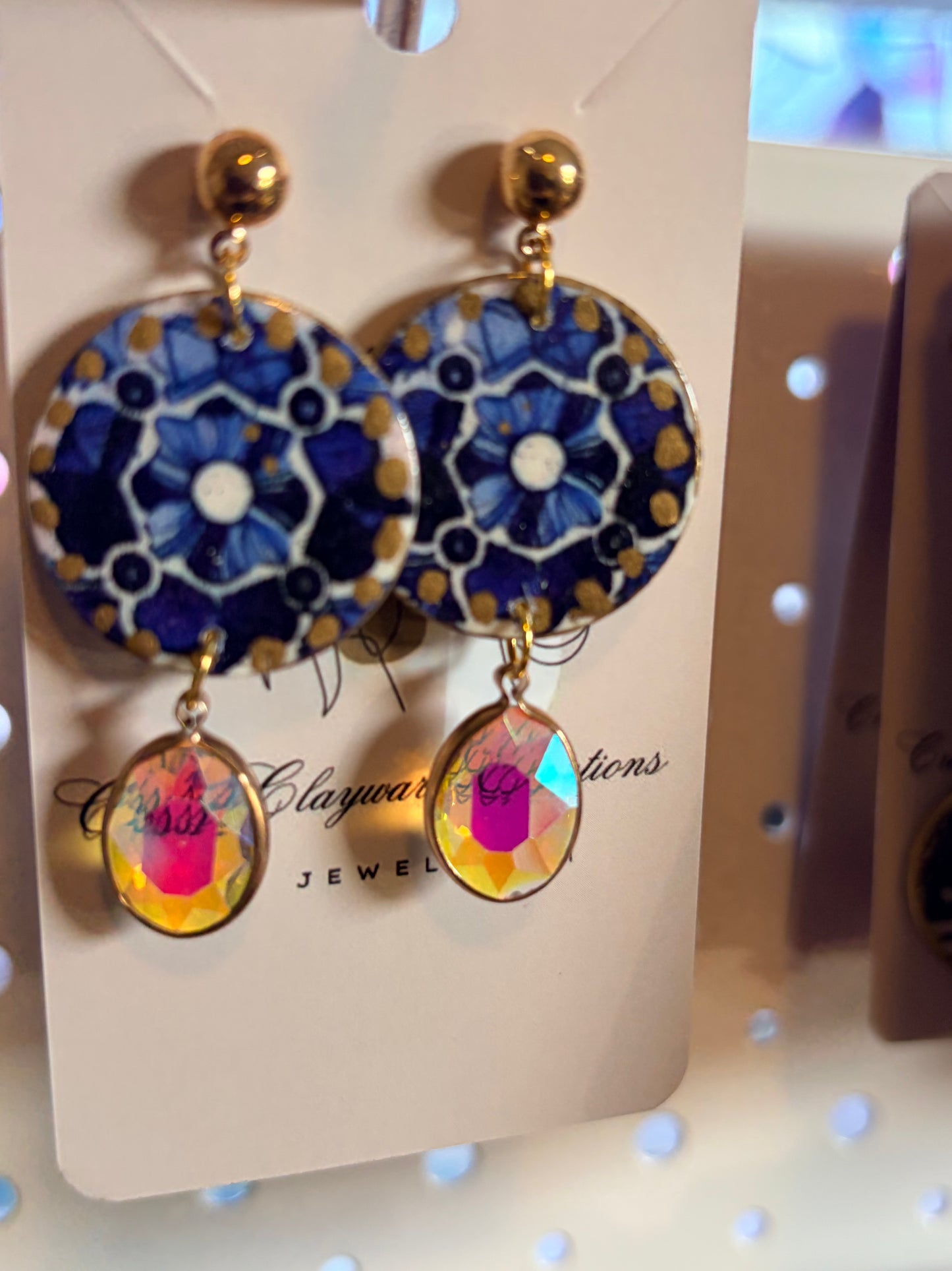 Blue heirloom drops earrings
