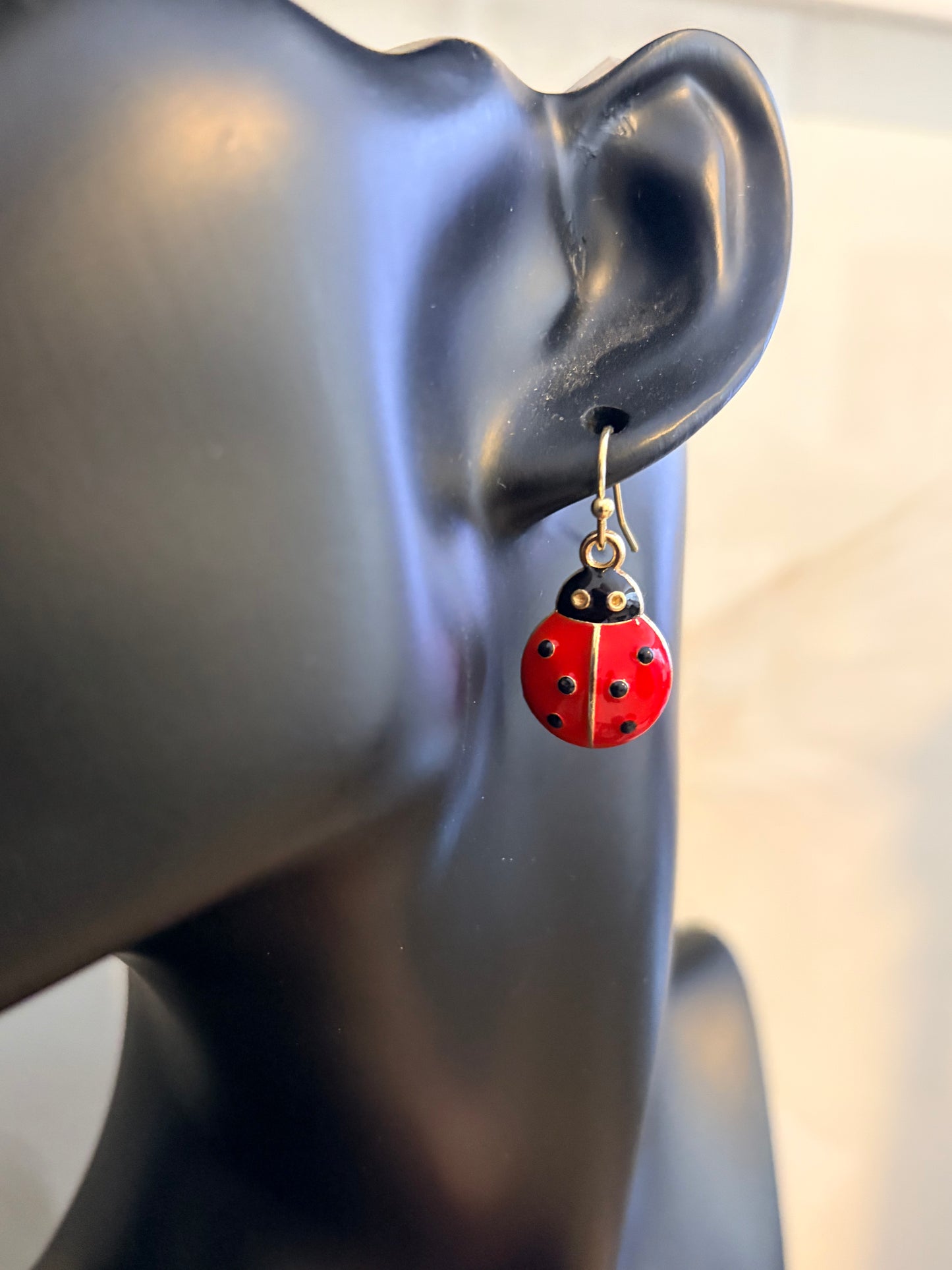 Ladybug enamel earrings