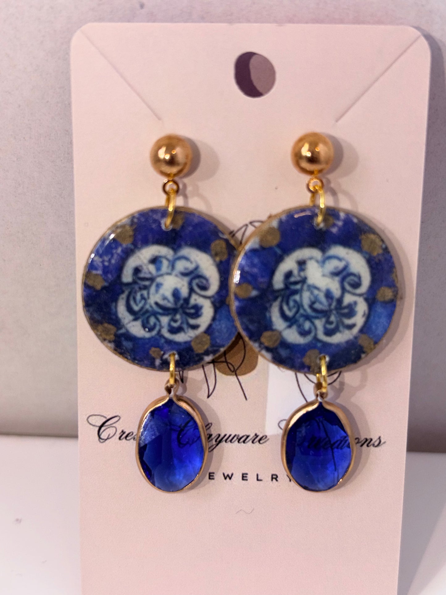 Blue heirloom drops earrings