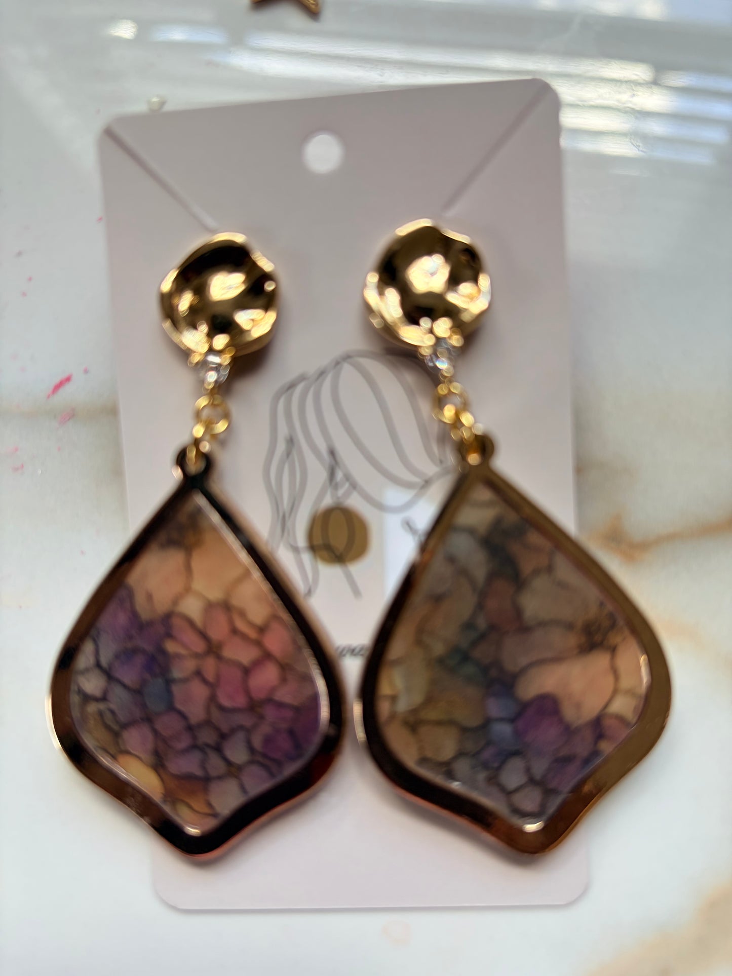 Flora drop polymer clay and metal earrings