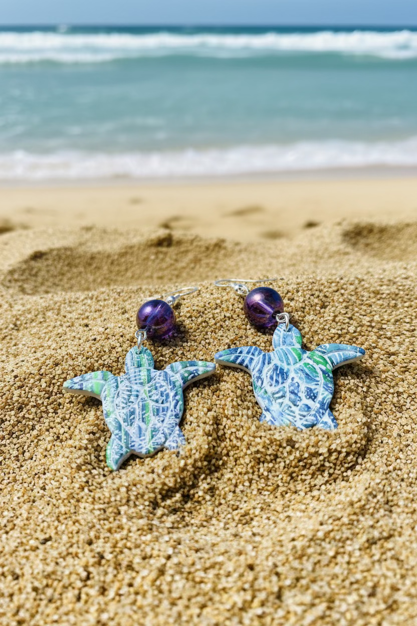 Sea turtles polymer clay earrings