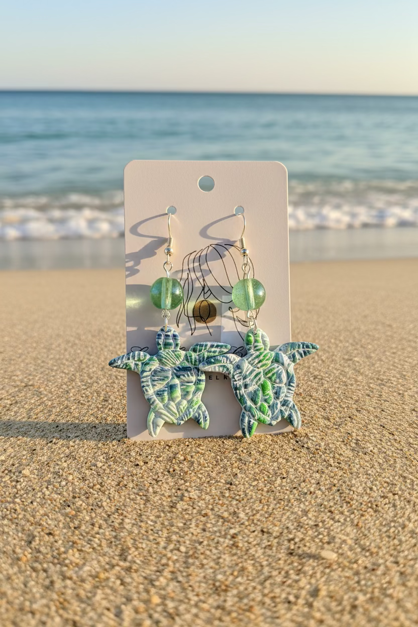 Sea turtles polymer clay earrings