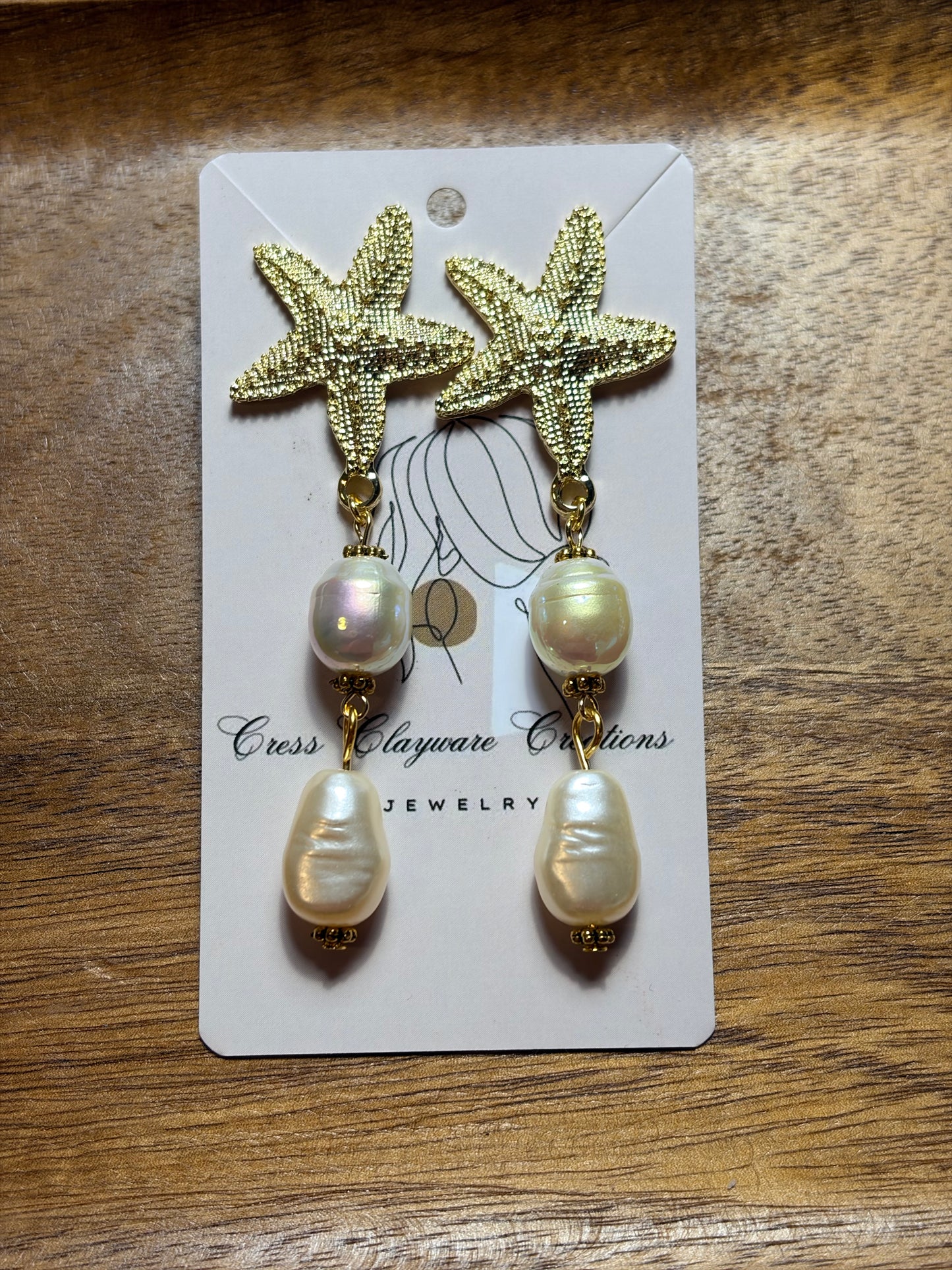 Starfish and Pearl earrings