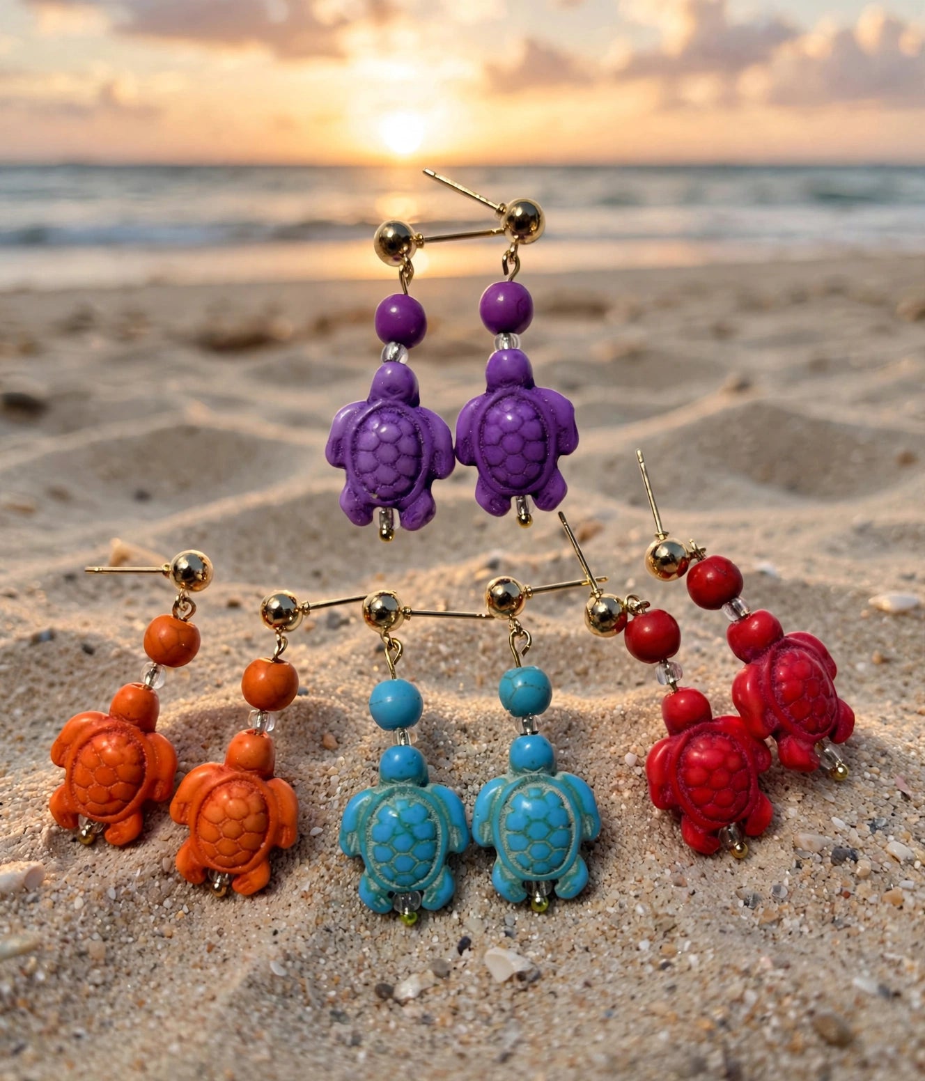 Tiny stone sea turtles