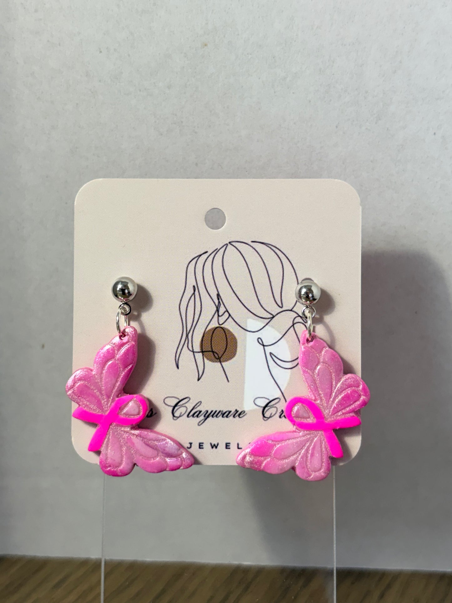 Breast cancer awareness earrings