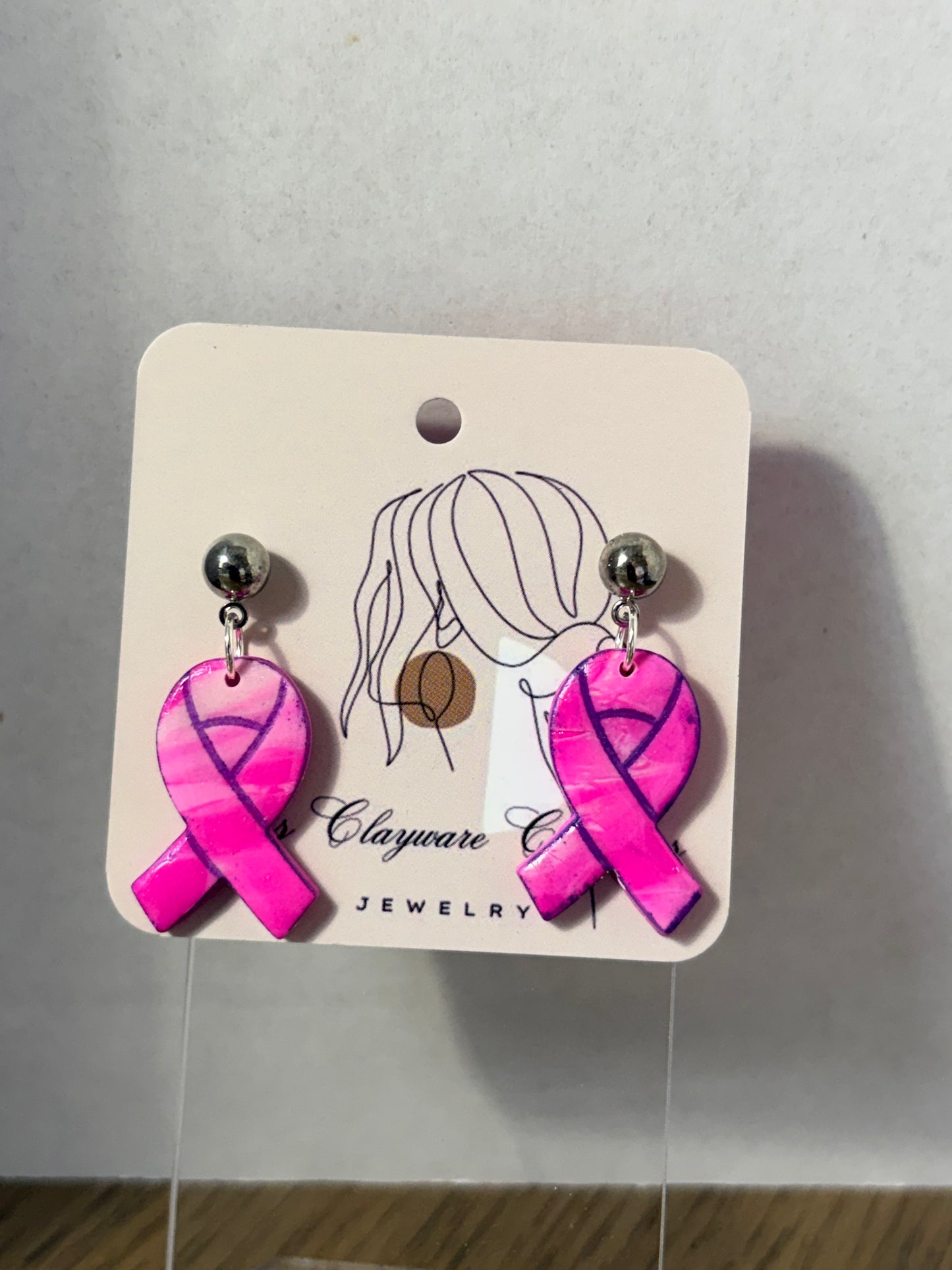 Breast cancer awareness earrings