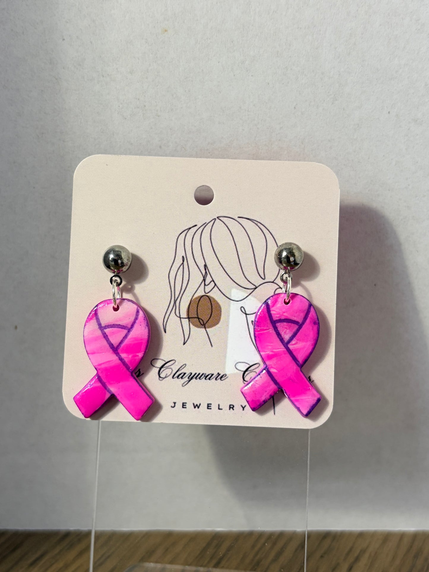 Breast cancer awareness earrings
