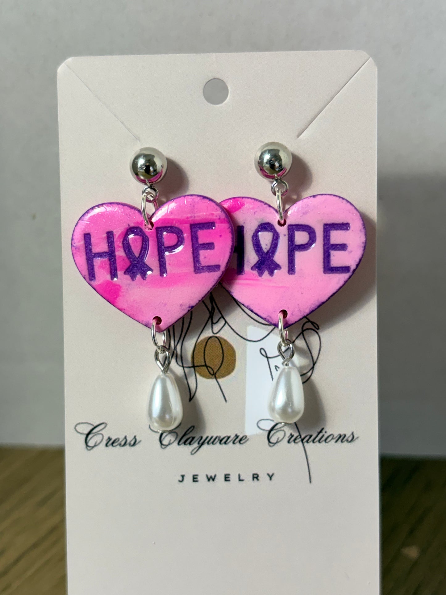 Breast cancer awareness earrings