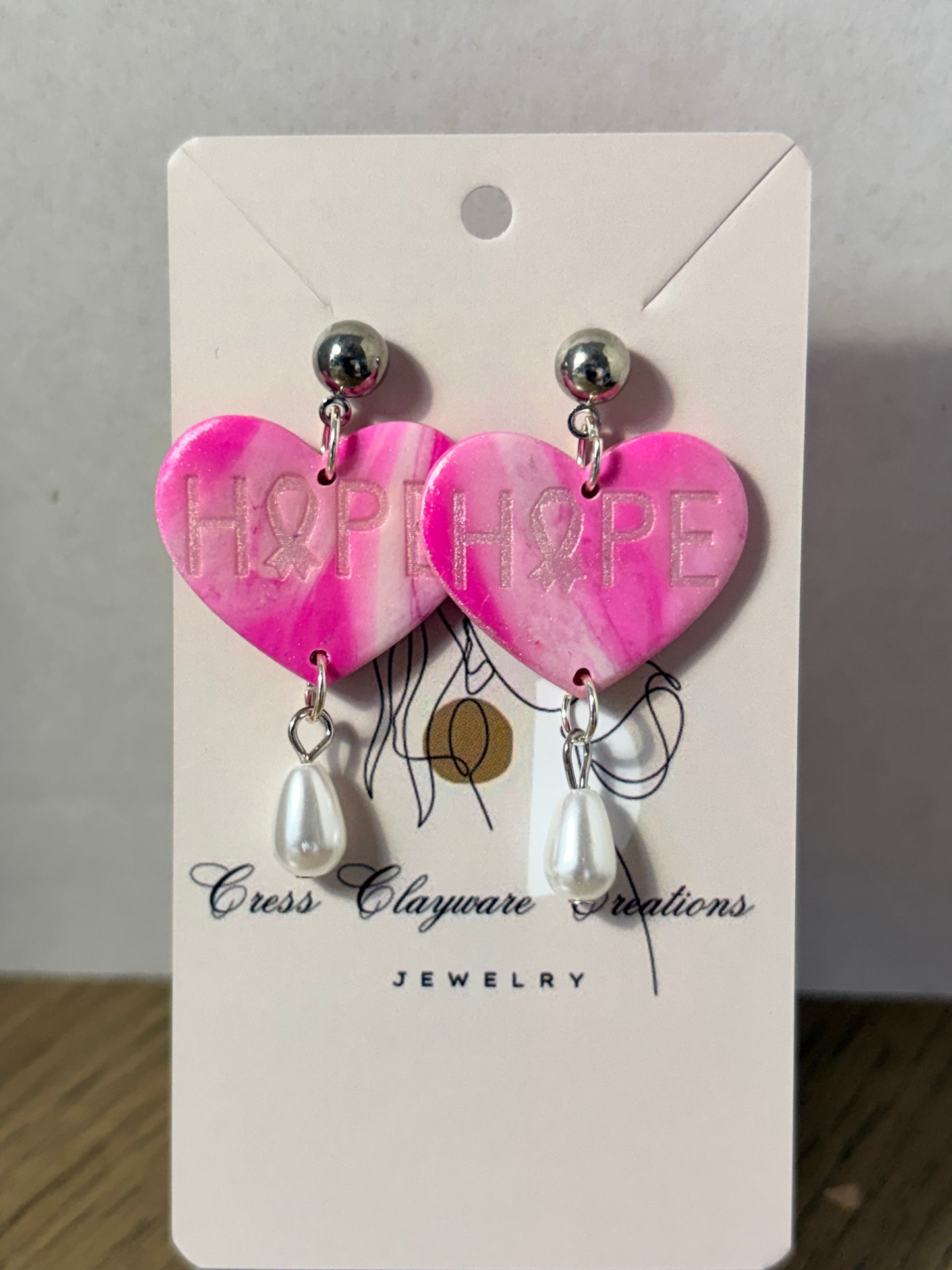 Breast cancer awareness earrings