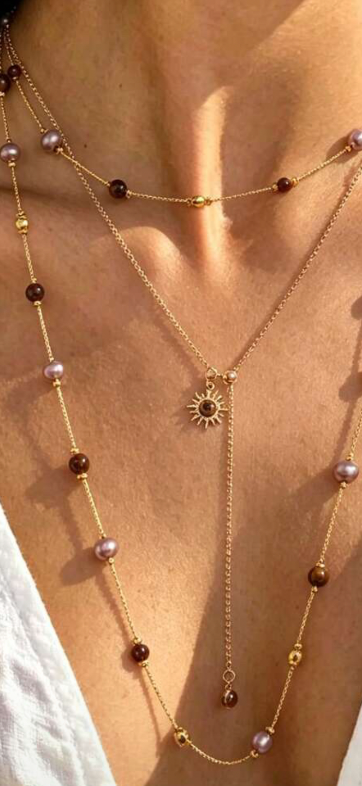 Tigers eye stone & sunburst necklace