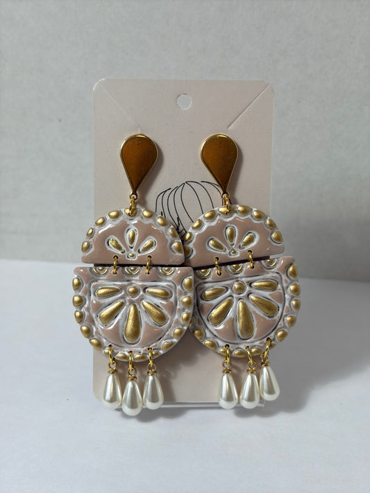 Pearl polymer clay earrings