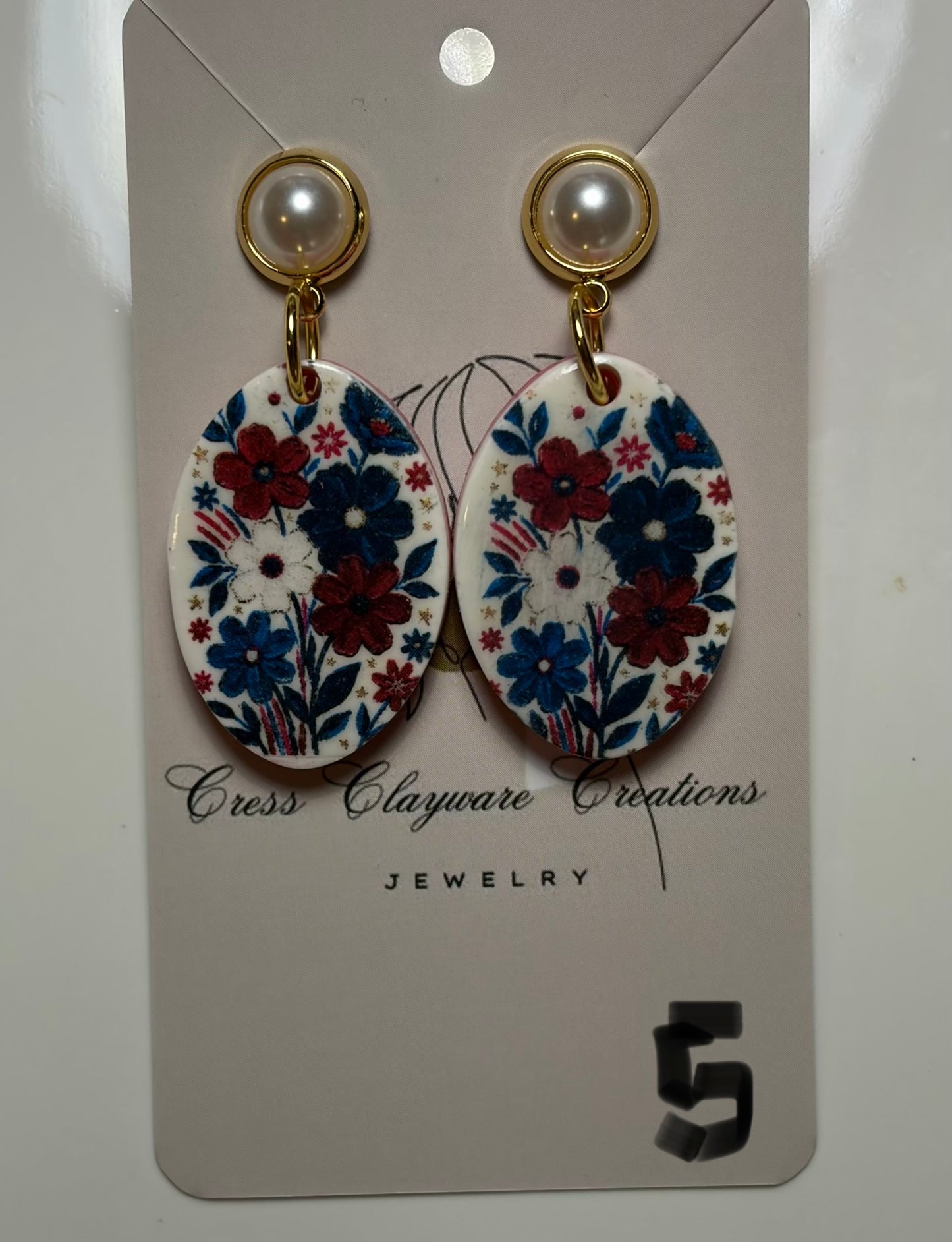Patriotic colors flower earrings